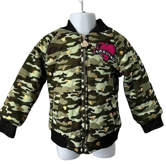 "Betsey Johnson XO Girls Camo Camp Bomber Jacket - Size 5"  K18 * - Picture 3 of 10